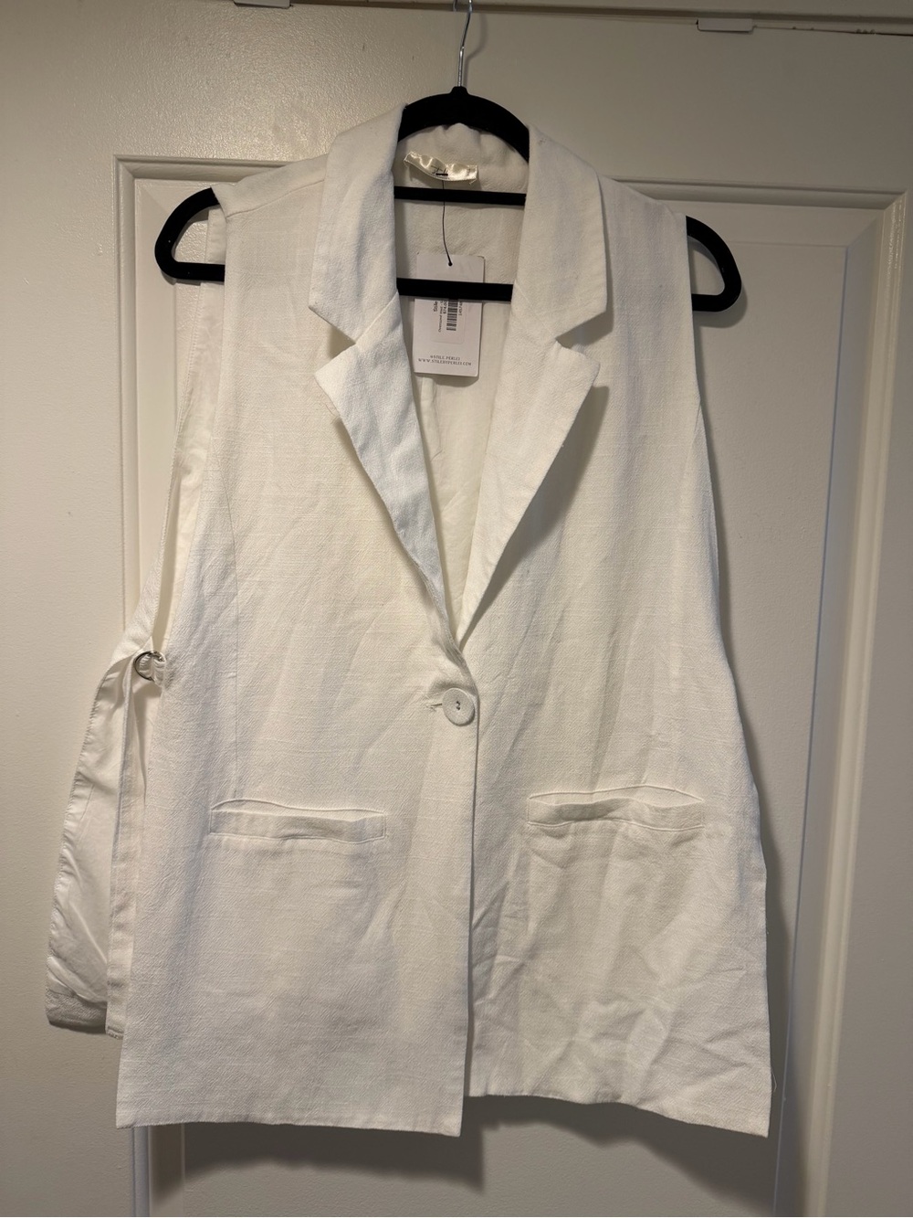 Sleeveless White Single-Button Blazer Vest - Women Jackets & Coats